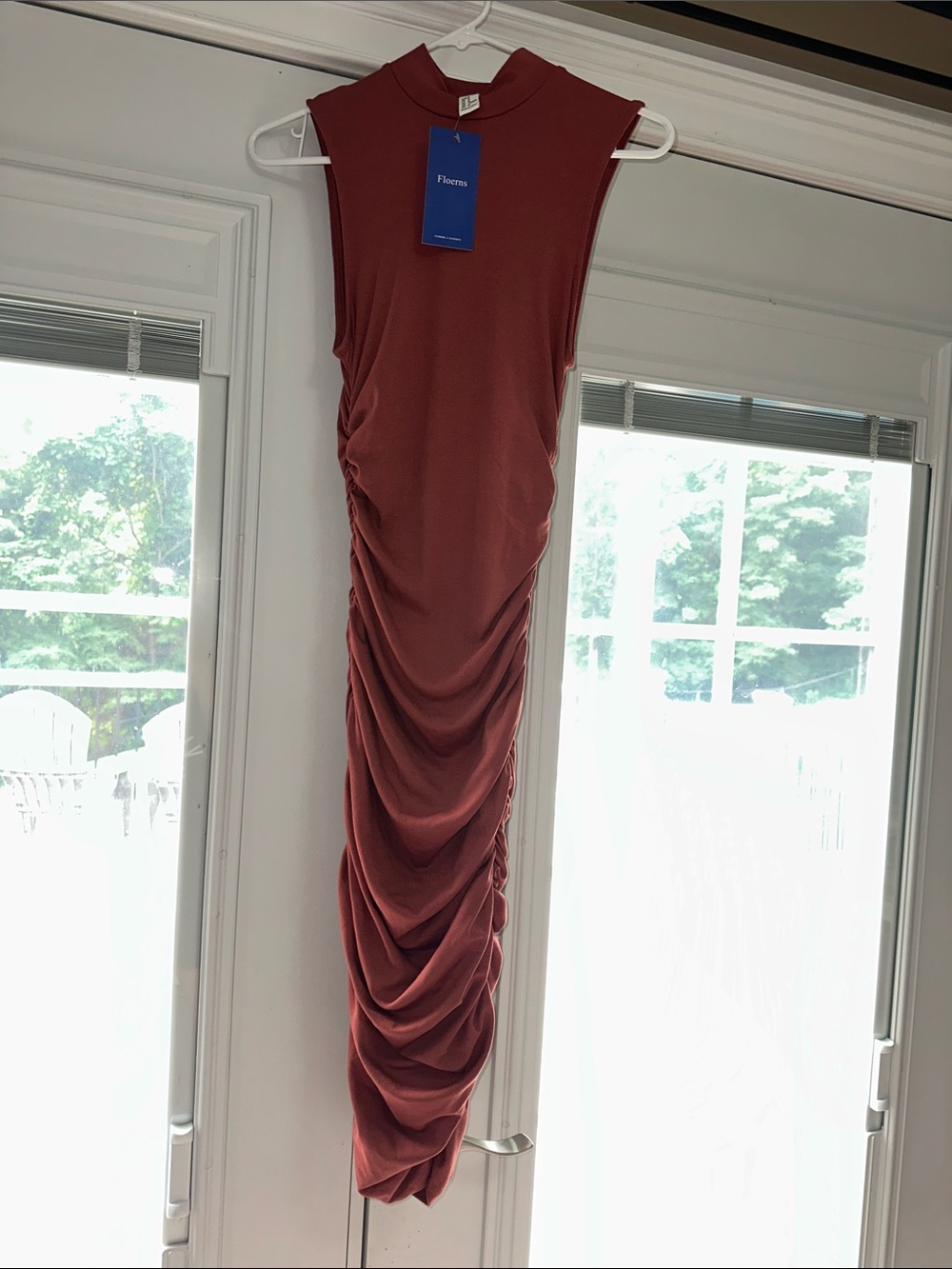 NWT Floerns Rusty Rose Sleeveless Ruched Maxi Dress